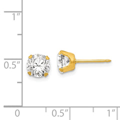 761E Inverness Stainless Steel 24K Gold-plated 7mm CZ Earrings