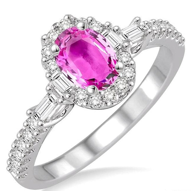 Parkplace Jewelers Oval Shape Gemstone & Halo Diamond Ring 40734PPFHPSPWG