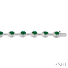 ASHI Oval Shape Gemstone & Halo Diamond Bracelet 7628VPPFSEMWG