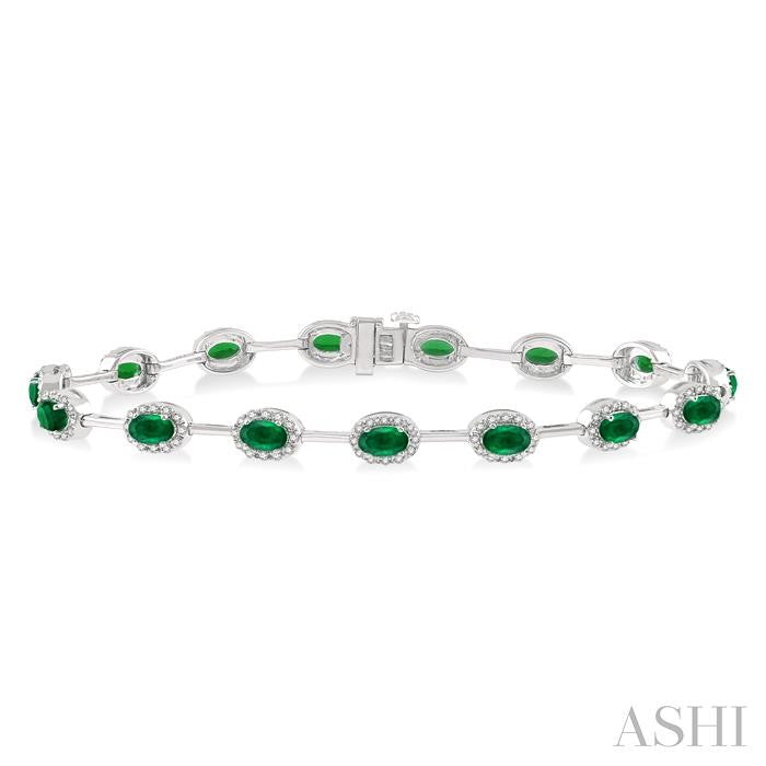 ASHI Oval Shape Gemstone & Halo Diamond Bracelet 7628VPPFSEMWG