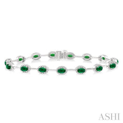 ASHI Oval Shape Gemstone & Halo Diamond Bracelet 7628VPPFSEMWG