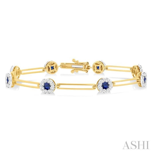 ASHI Round Shape Paperclip Lovebright Gemstone & Diamond Bracelet 76351PPFGSPYW
