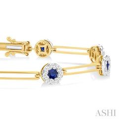 ASHI Round Shape Paperclip Lovebright Gemstone & Diamond Bracelet 76351PPFGSPYW