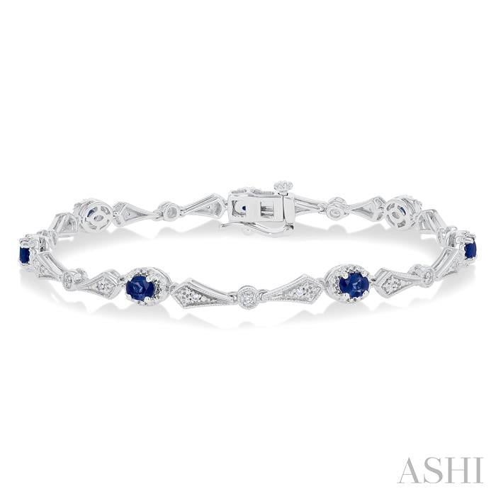 ASHI Oval Shape Gemstone & Diamond Bracelet 76430PPTSSPWG