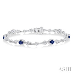 ASHI Oval Shape Gemstone & Diamond Bracelet 76430PPTSSPWG