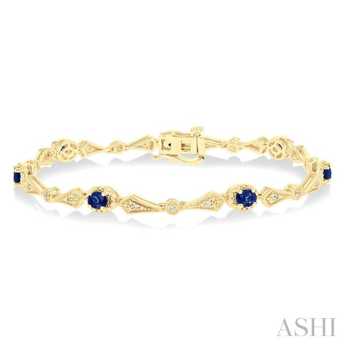 ASHI Oval Shape Gemstone & Diamond Bracelet 76430PPTSSPYG