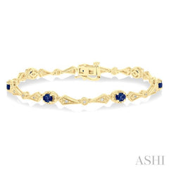 ASHI Oval Shape Gemstone & Diamond Bracelet 76430PPTSSPYG
