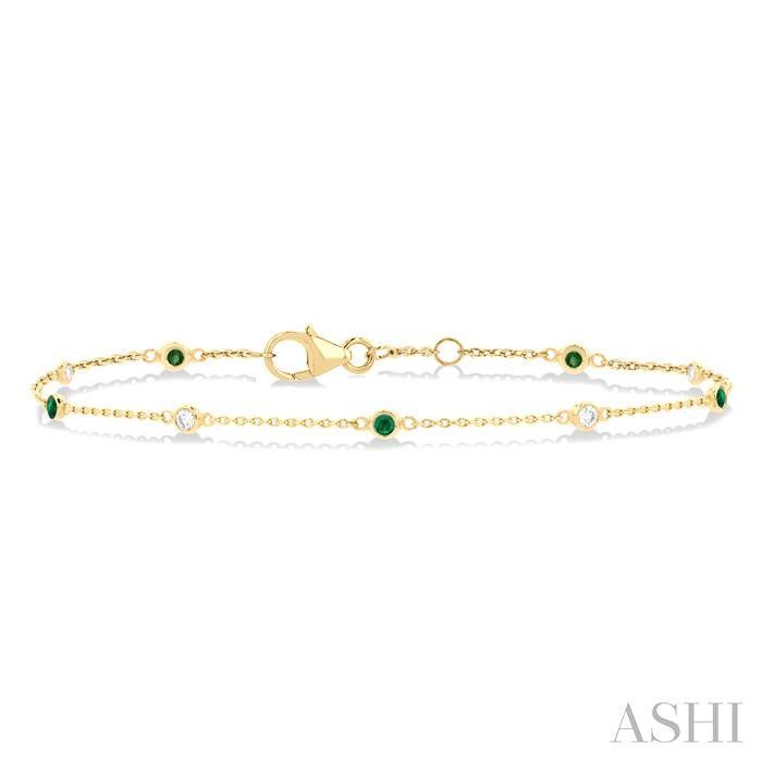 ASHI Alternate Gemstone & Diamond Station Chain Bracelet 76470PPFGEMYG