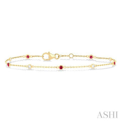 ASHI Alternate Gemstone & Diamond Station Chain Bracelet 76470PPFGRBYG