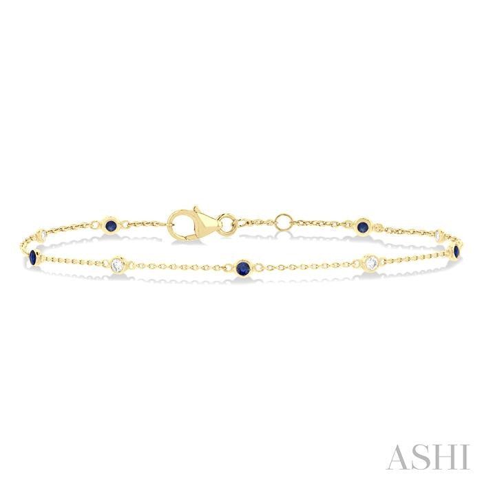 ASHI Alternate Gemstone & Diamond Station Chain Bracelet 76470PPFGSPYG