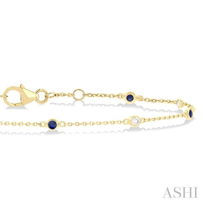 ASHI Alternate Gemstone & Diamond Station Chain Bracelet 76470PPFGSPYG