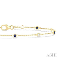 ASHI Alternate Gemstone & Diamond Station Chain Bracelet 76470PPFGSPYG