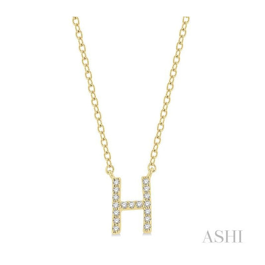 ASHI Block 'H' Initial Diamond Pendant 912F9PPTSPDYG-H