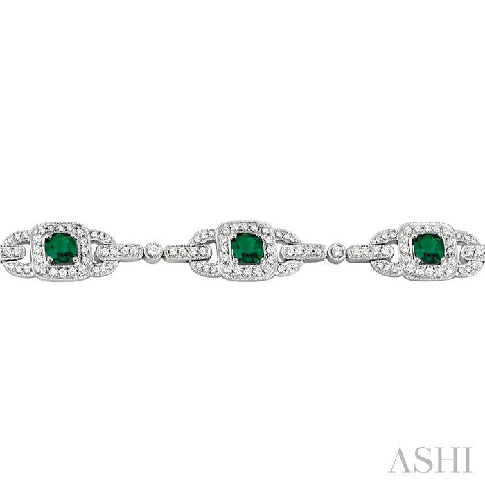 ASHI Cushion Shape Gemstone & Halo Diamond Bracelet 76842PPFREMWG