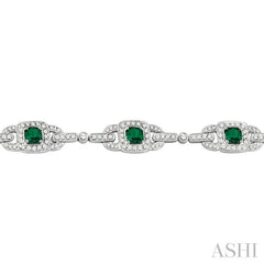ASHI Cushion Shape Gemstone & Halo Diamond Bracelet 76842PPFREMWG
