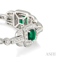 ASHI Cushion Shape Gemstone & Halo Diamond Bracelet 76842PPFREMWG