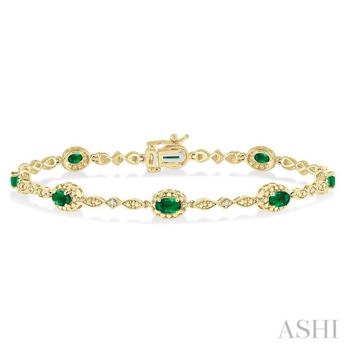 ASHI Oval Shape Gemstone & Halo Diamond Bracelet 76859PPTSEMYG