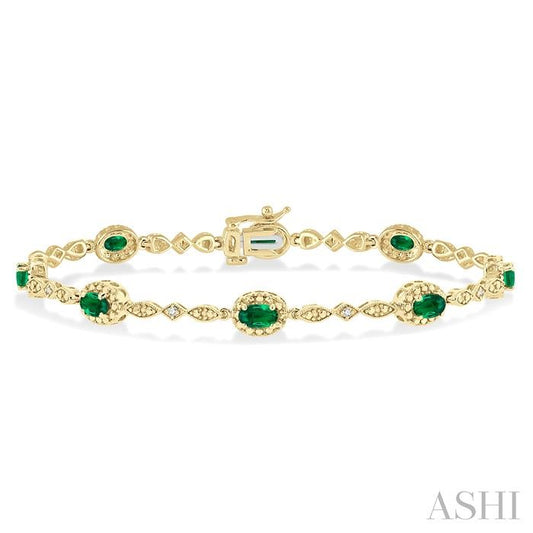 ASHI Oval Shape Gemstone & Halo Diamond Bracelet 76859PPTSEMYG