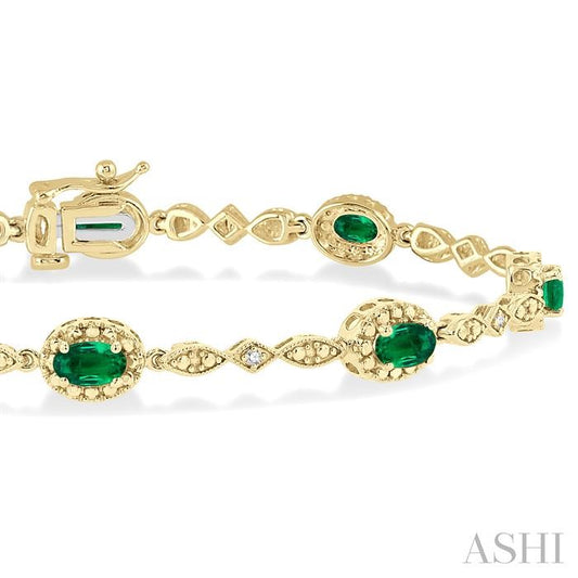 ASHI Oval Shape Gemstone & Halo Diamond Bracelet 76859PPTSEMYG