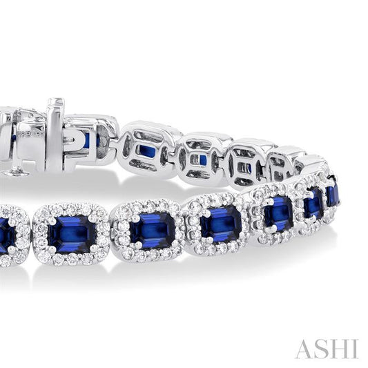 ASHI Emerald Shape Gemstone & Halo Diamond Bracelet 76892PPFGSPWG-2.20