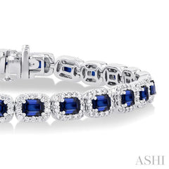 ASHI Emerald Shape Gemstone & Halo Diamond Bracelet 76892PPFGSPWG-2.20