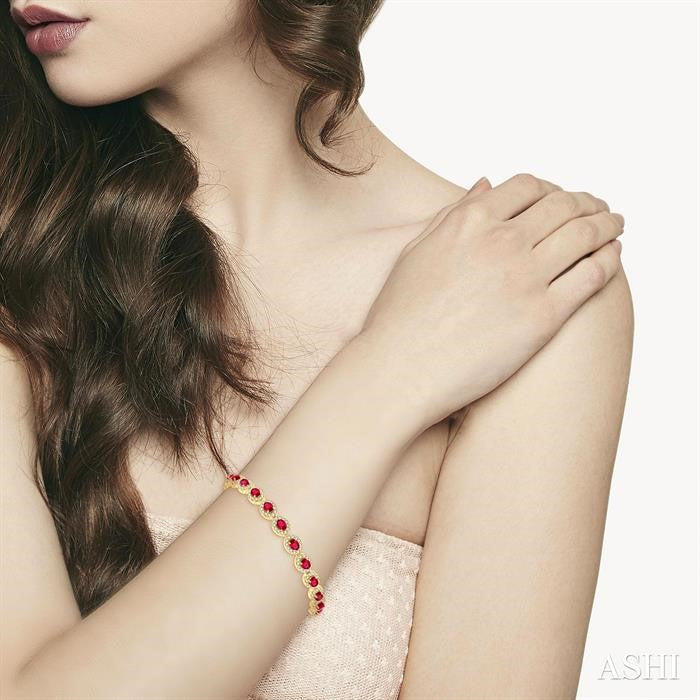 ASHI Oval Shape Gemstone & Halo Diamond Bracelet 76902PPFGRBYG-2.15