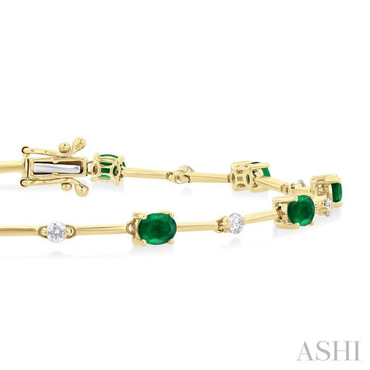 ASHI Oval Shape Bar Link Gemstone & Diamond Bracelet 7693UPPTGEMYG