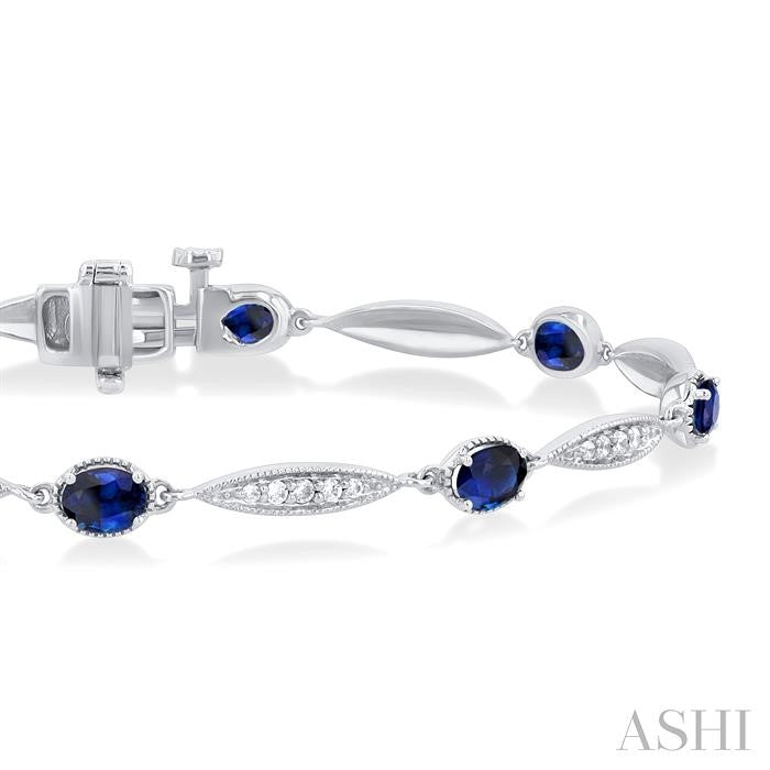 ASHI Oval Shape Gemstone & Diamond Bracelet 7698QPPTSSPWG