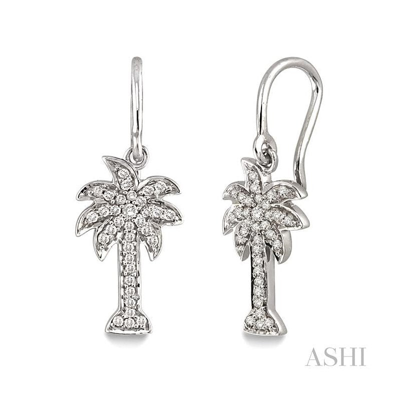 ASHI Palm Tree Diamond Fashion Earrings 63786PPFSERWG