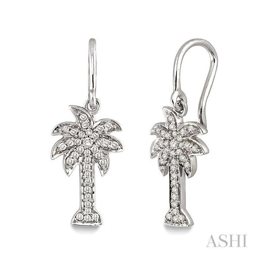 ASHI Palm Tree Diamond Fashion Earrings 63786PPFSERWG