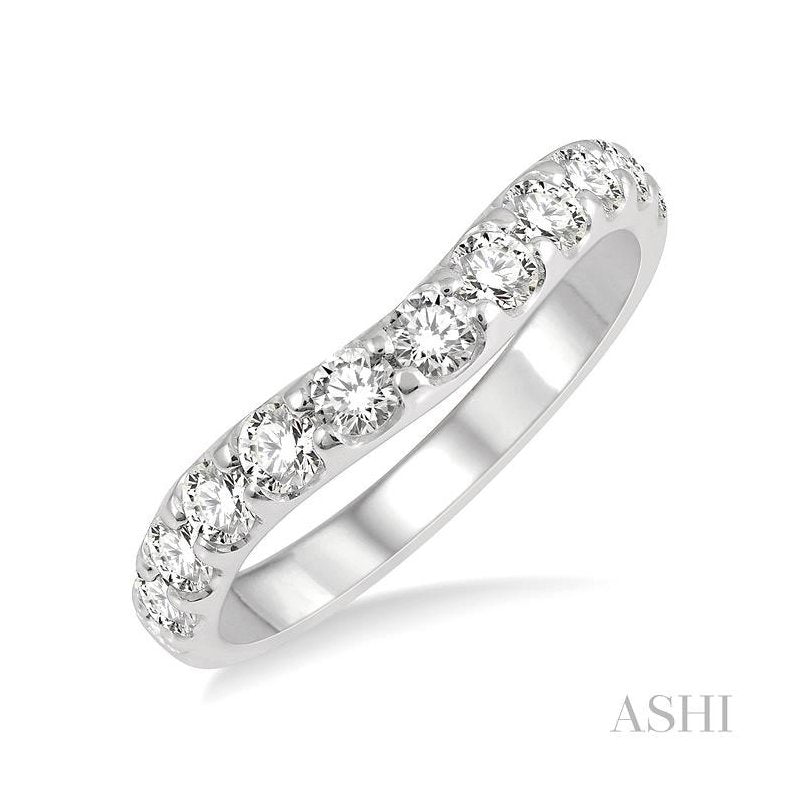 ASHI Curved Diamond Wedding Band 30342PPFGWG