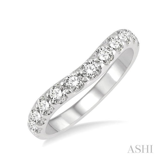 ASHI Curved Diamond Wedding Band 30342PPFGWG
