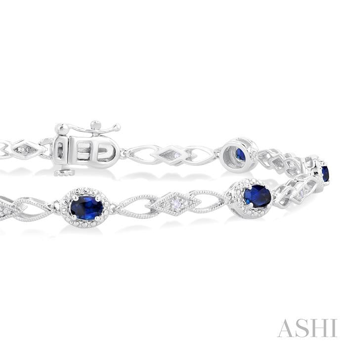 ASHI Oval Shape Gemstone & Diamond Fashion Bracelet 77060PPTSSPWG