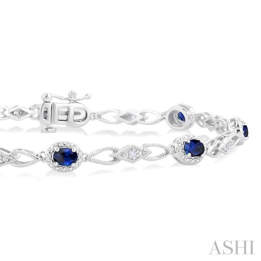 ASHI Oval Shape Gemstone & Diamond Fashion Bracelet 77060PPTSSPWG