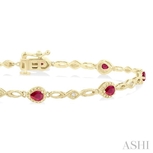 ASHI Pear Shape Gemstone & Diamond Fashion Bracelet 77070PPTSRBYG