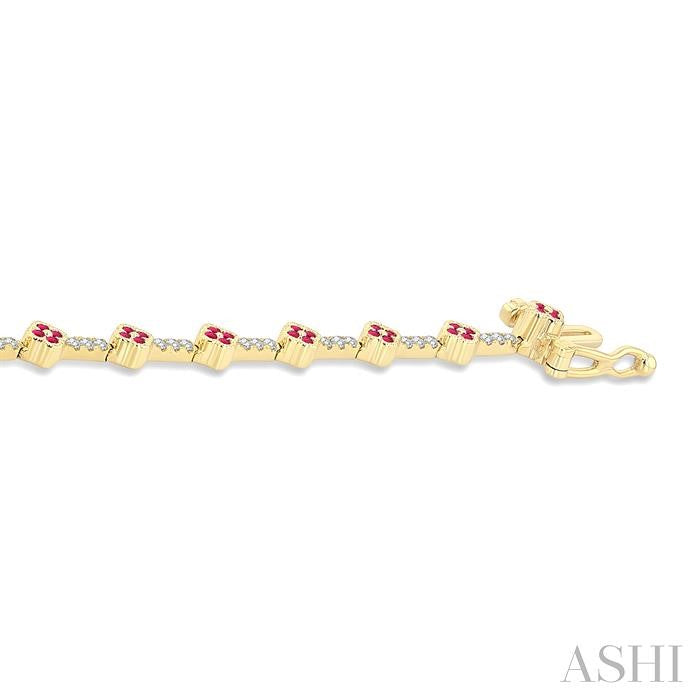 ASHI Clover Gemstone & Diamond Bracelet 7708HPPFGRBYG