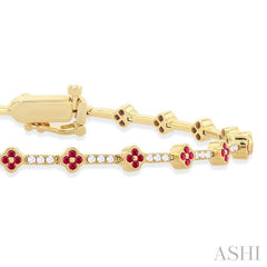 ASHI Clover Gemstone & Diamond Bracelet 7708HPPFGRBYG
