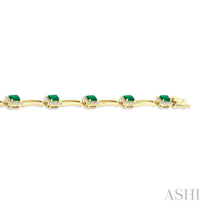ASHI Emerald Shape Gemstone Halo Diamond Bracelet 7713HPPFGEMYG