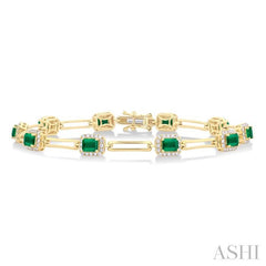 ASHI Emerald Shape Gemstone Halo Diamond Bracelet 7713HPPFGEMYG