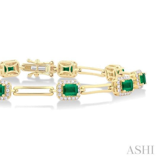 ASHI Emerald Shape Gemstone Halo Diamond Bracelet 7713HPPFGEMYG