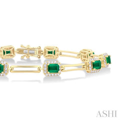 ASHI Emerald Shape Gemstone Halo Diamond Bracelet 7713HPPFGEMYG