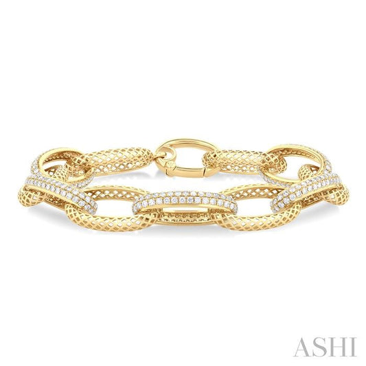 ASHI Bold Oval Shape Link Diamond Fashion Bracelet 77143PPFGYG