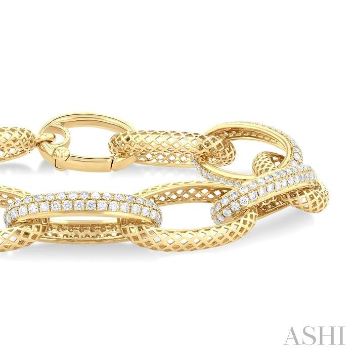 ASHI Bold Oval Shape Link Diamond Fashion Bracelet 77143PPFGYG