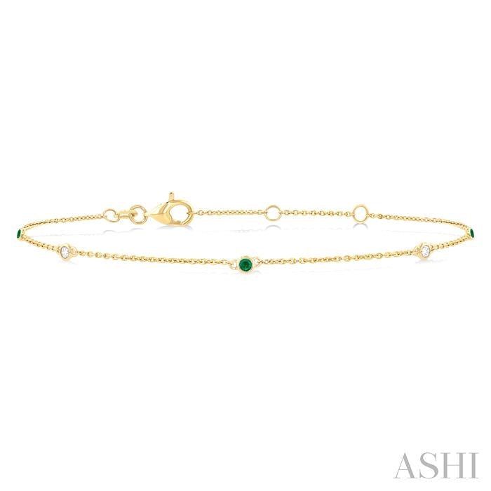 ASHI Alternate Gemstone & Diamond Station Chain Bracelet 77150PPFGEMYG