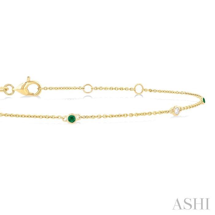 ASHI Alternate Gemstone & Diamond Station Chain Bracelet 77150PPFGEMYG