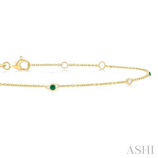 ASHI Alternate Gemstone & Diamond Station Chain Bracelet 77150PPFGEMYG