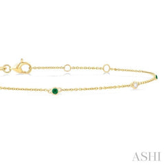 ASHI Alternate Gemstone & Diamond Station Chain Bracelet 77150PPFGEMYG