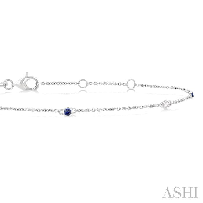 ASHI Alternate Gemstone & Diamond Station Chain Bracelet 77150PPFGSPWG