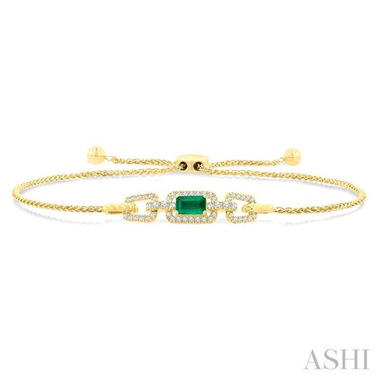 ASHI Emerald Shape Gemstone & Diamond Lariat Bracelet 7719QPPFGEMYG