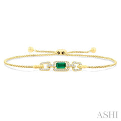 ASHI Emerald Shape Gemstone & Diamond Lariat Bracelet 7719QPPFGEMYG